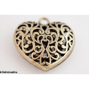 Riipus filigree sydän antiikkipronssi 50 mm, 1 kpl