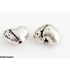 Metallihelmi sydän antiikkihopea n. 10x7 mm, 5 kpl
