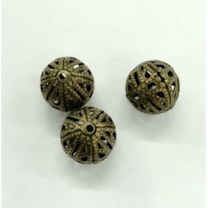 Metallihelmi filigree pallo pronssi 10 mm, 5 kpl
