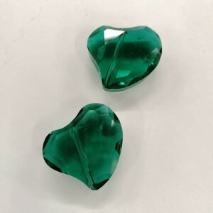 Lasihelmi petrooli särmikäs sydän noin ~21x21 mm, 1 kpl