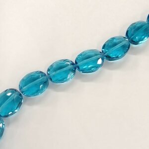 Lasihelmi turkoosi soikea särmikäs 12x16 mm, 1 kpl