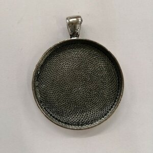 Täytettävä korupohja pyöreä 33x42x4mm sisämitta 30mm antiikkihopea, 1 kpl