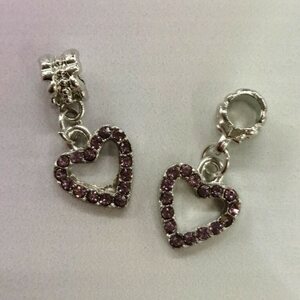 Pandora riipus sydän 13 x 15 mm vaalean liiloilla kristalleilla platinanvärinen, 1 kpl