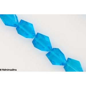Lasihelmi aqua särmikäs 15x20 mm, 1 kpl
