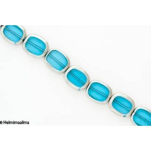 Kristallihelmi turkoosi hopeanvärinen kehys 14x12x4 mm, n. 33 cm nauha