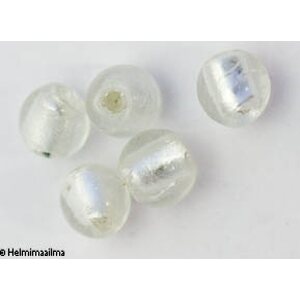 Hopeafoliohelmi pyöreä 10 mm, kirkas, 1 kpl