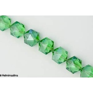 Kristallilasihelmi vihreä särmikäs 6-kulmainen halk. 16 mm, 1 kpl