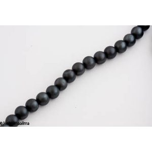 Lasihelmi mattapintainen pyöreä 12 mm, tummanharmaa, n. 81 cm nauha