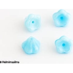 Tsekkiläinen lasihelmi kellokukka 8 x 10 mm, vaaleansininen, 5 kpl