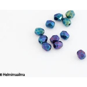 Tsekkiläinen lasihelmi pyöreä särmikäs 4 mm sateenkaari AB, 20 kpl