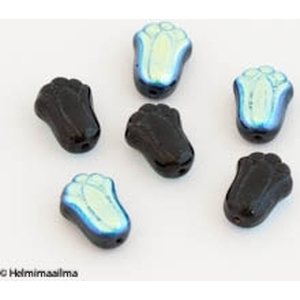 Tsekkiläinen lasihelmi tulppaani 12x9 mm musta + AB, 4 kpl