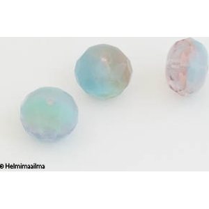 Tsekkiläinen särmikäs rondelli 2-värinen vaaleansini-turkoosi, 10x13mm, 1 kpl