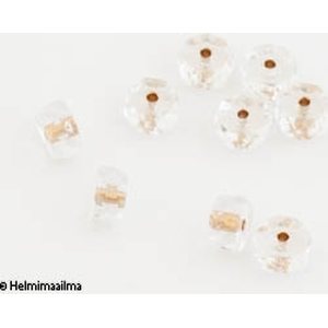 Tsekkiläinen lasihelmi rondelli 3x6 mm kirkas + kulta sisus, 10 kpl