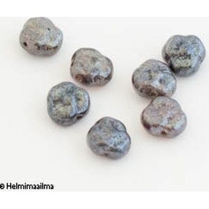 Tsekkiläinen lasihelmi kukka tummanharmaa kuultava pinta, 10 mm, 5 kpl