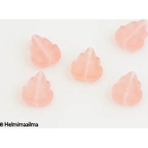 Tsekkiläinen lasihelmi lehti 12x10 mm, läpinäkyvä vaaleanpunainen, 5 kpl
