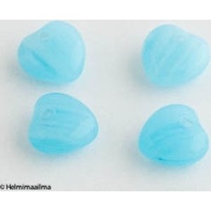 Tsekkiläinen lasihelmi sydän raidallinen vaaleansininen 8 mm, 5 kpl
