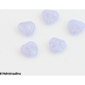 Tsekkiläinen särölasihelmi sydän vaalea liila 10 mm, 5 kpl