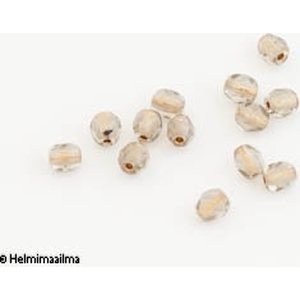 Tsekkiläinen lasihelmi pyöreä särmikäs 4 mm vaaleaharmaa kultasisuksella, 10 kpl