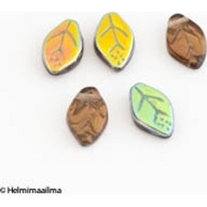 Tsekkiläinen lasihelmi lehti 12x7 mm, ruskea + AB, 5 kpl