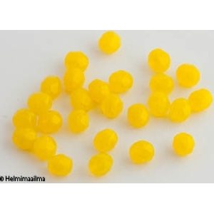 Tsekkiläinen lasihelmi pyöreä särmikäs 6 mm keltainen, 10 kpl