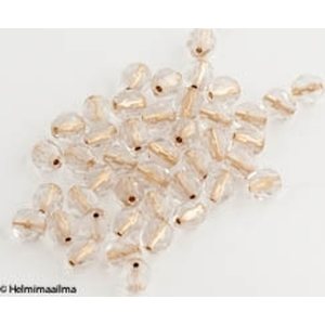 Tsekkiläinen lasihelmi pyöreä särmikäs 6 mm, kirkas kultasisuksella, 5 kpl