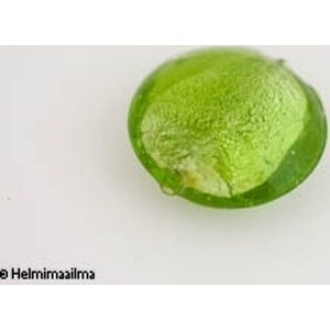 Hopeafoliohelmi litteä pyöreä limenvihreä 28 mm, 1 kpl