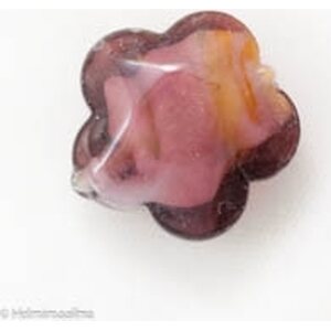 Lamppuhelmi kukka liila, keskeltä hiukan paksumpi, 25 mm, reikä 2 mm, 1 kpl