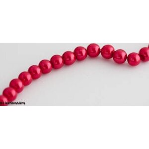 Helmiäislasihelmi pyöreä 8 mm, punainen, n. 81 cm nauha