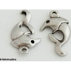 Riipus delfiini antiikkihopea 26x15 mm, 5 kpl