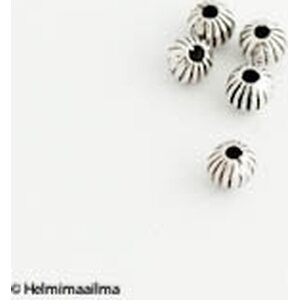 Metallihelmi tiibetinhopeinen pyöreä uurrettu 4 mm, 20 kpl
