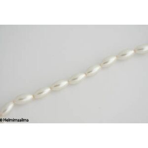 Helmiäislasihelmi riisi valkoinen 16x8 mm, n. 81 cm nauha