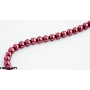 Helmiäislasihelmi pyöreä 8 mm, tummanpunainen, n. 81 cm nauha