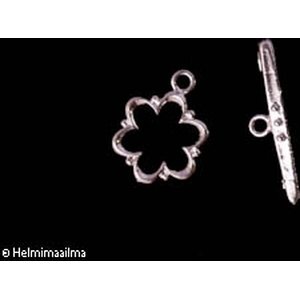 Salpalukko kukka, hopean värinen, halk. 14 mm, salpa 24 mm, 1 pari