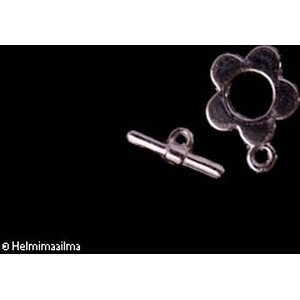 Salpalukko kukka hopeoitu, halk. 15 mm, salpa 17 mm, 4 paria