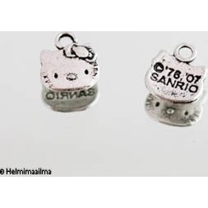 Riipus tiibetinhopeinen "Hello Kitty" 11x13 mm, 4 kpl