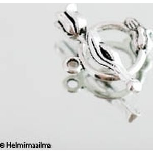 Tiibetinhopeinen salpalukko kukka halk. n. 13 mm, salpa n. 21 mm, 4 paria