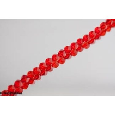 Lasihelmi punainen kierteiset viisteet n. 9 mm, 1 kpl