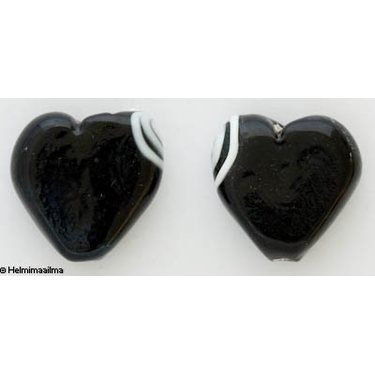 Lamppuhelmi sydän 18x19 mm, musta-valkoinen, 1 kpl