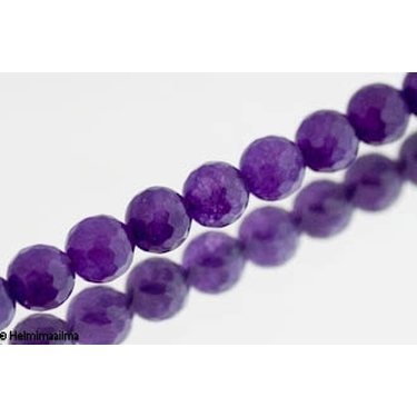 Jade violetti viistehiottu pyöreä 8 mm, n. 38 cm nauha