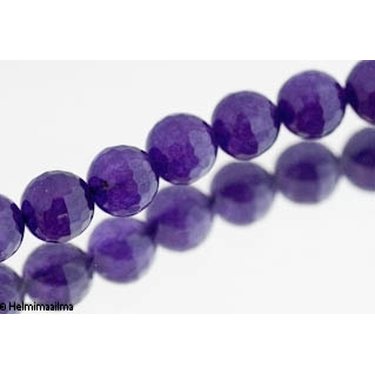 Jade violetti viistehiottu pyöreä 10 mm, n. 38 cm nauha