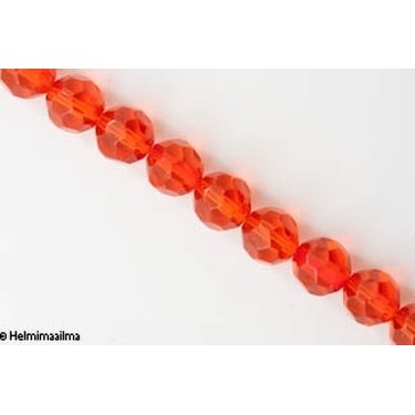 Kristallihelmi särmikäs pyöreä 12 mm, oranssi, n. 34 cm nauha