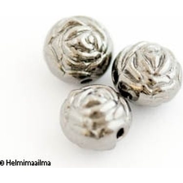 Metallihelmi ruusu musta n. 10 mm, paksuus n. 8 mm, 4 kpl