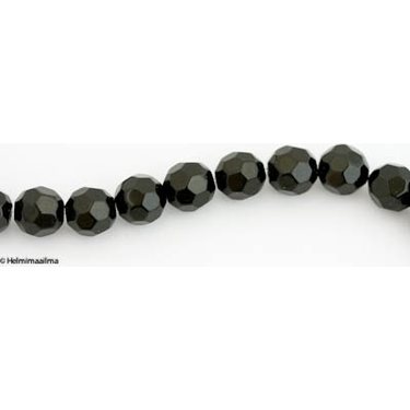 Kristallihelmi särmikäs pyöreä 10 mm, musta, n. 34 cm nauha