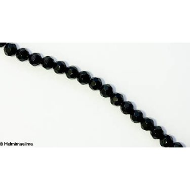 Kristallihelmi särmikäs pyöreä 6 mm, musta, n. 34 cm nauha