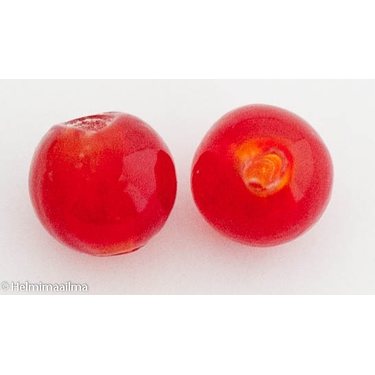 Hopeafoliohelmi pyöreä 10 mm punainen, 1 kpl