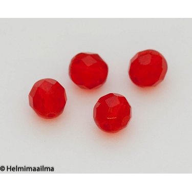 Tsekkiläinen lasihelmi särmikäs 8 mm punainen, 20 kpl