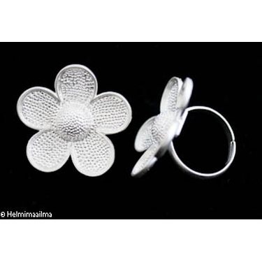 2-laatu Täytettävä sormuspohja kukka 30 mm hopeanvärinen, 1 kpl