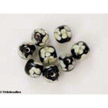 Lamppuhelmi kukkakuvio pyöreä musta 12 mm, 1 kpl