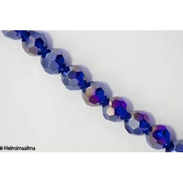 Kristallihelmi särmikäs pyöreä 12 mm, sininen AB, n. 34 cm nauha