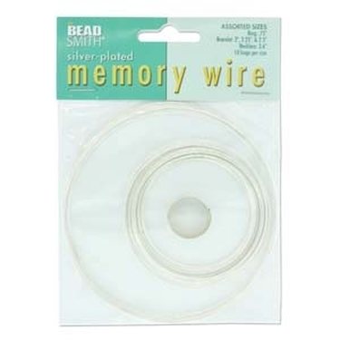 Memory wire hopeoitu lajitelma 5 eri kokoa
